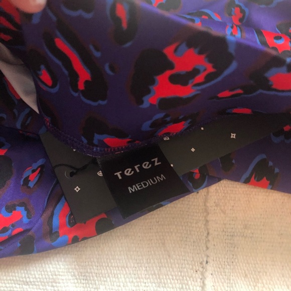 Terez Electric Cheetah Wide Leg Pants Blue Purple - Picture 12 of 16